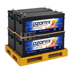 4 Bater�as Solares 250 Amperios 12 Voltios sin mantenimiento | Ozonyx OZX250.AS